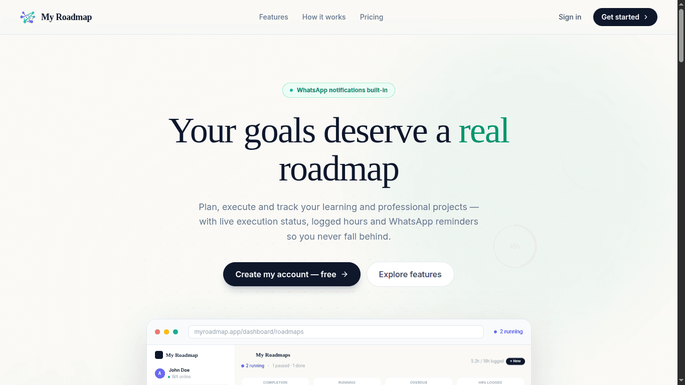 My Roadmap preview